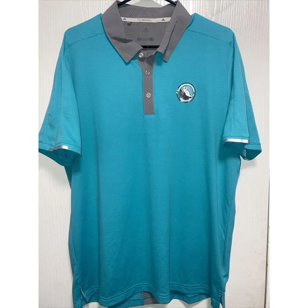 Adidas Climachill Green Golf Dri-Fit Polo Shirt Mens Size‎ L Adidas Invitational